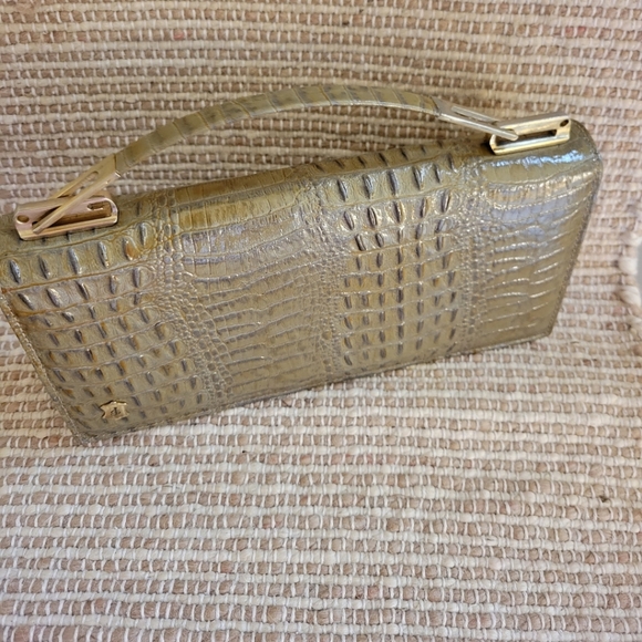 Genuine Leather True Vintage Sliding Hinge Top Handle Clutch Handbag Suede int. - Picture 10 of 12